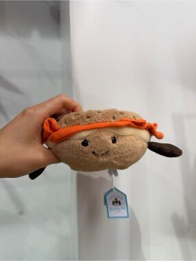 Jellycat Brown Plush Pancake Pal with Orange Trim